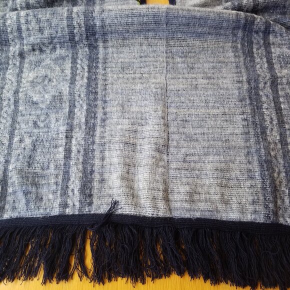 NWT Tejidos Ruminahui Poncho Shawl Llama Blue White Alpaca Wool - Picture 8 of 10